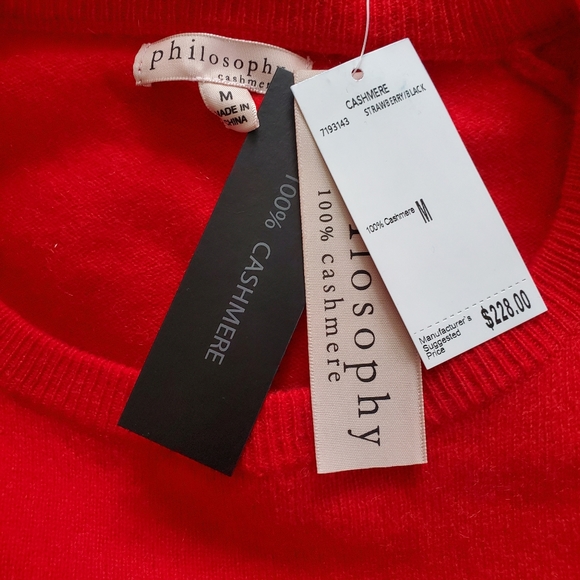 NWT Philosophy 100% Cashmere "LOVE" Sweater Medium - Picture 3 of 6